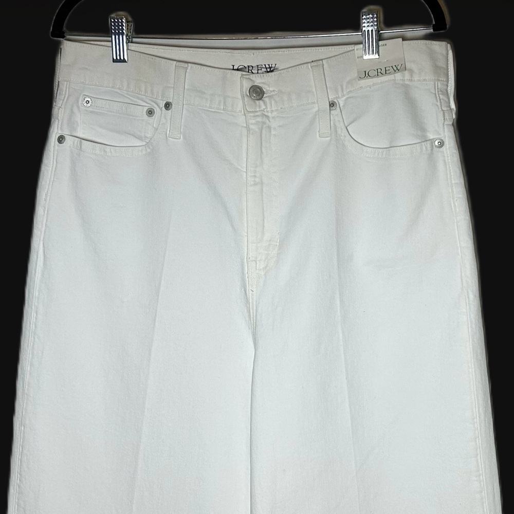 NWT J. Crew Wide-Leg Denim Trouser in White, High Rise, Wide Cuffs Sizes 30 & 32 - Picture 8 of 13